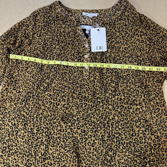 NWT DR2 Plus size 1X Long Sleeves Blouse animal print Hi Low New - Picture 9 of 12